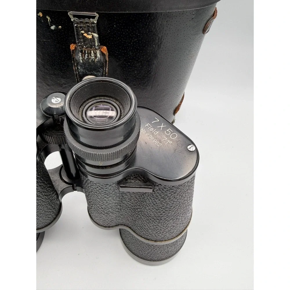 Vintage HALCO 7x50 Binoculars Coated Optics Field 7.1° w/ Case Japan Hazy Lens